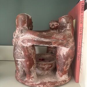 Circle of Friends Vintage 90s Large 4 Standing Figure Candle Holder Red Clay